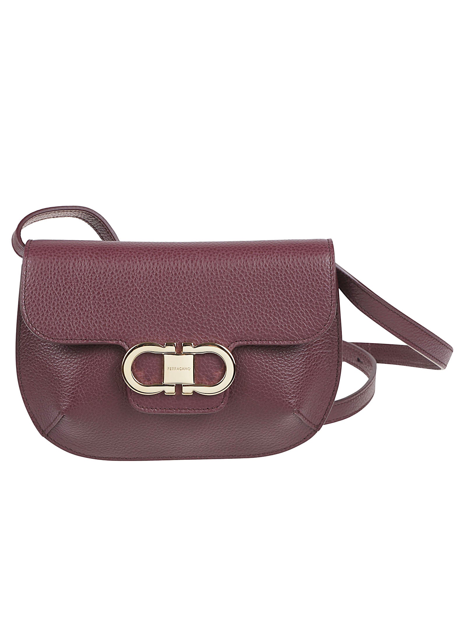 Mini Pebbled Leather Flap Bag with Gancini Hardware