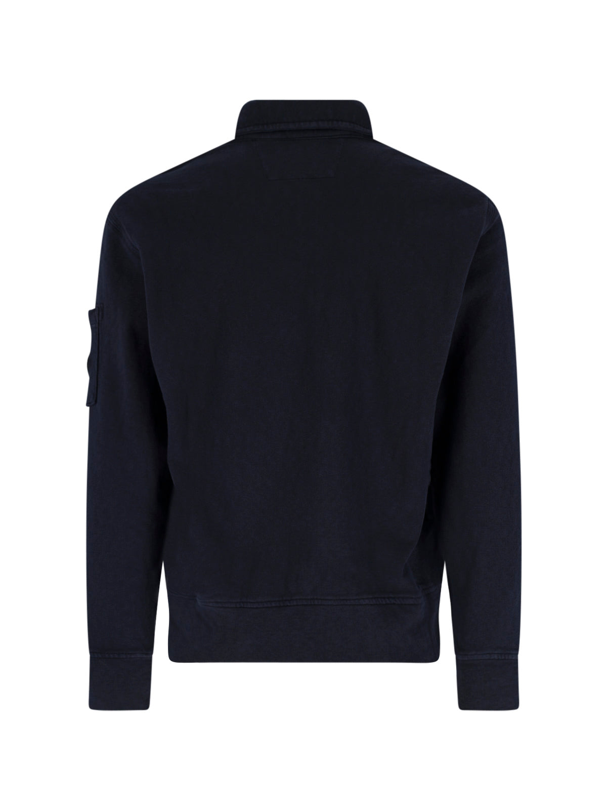 Blue Half-Zip Lens Detail Cotton Sweatshirt