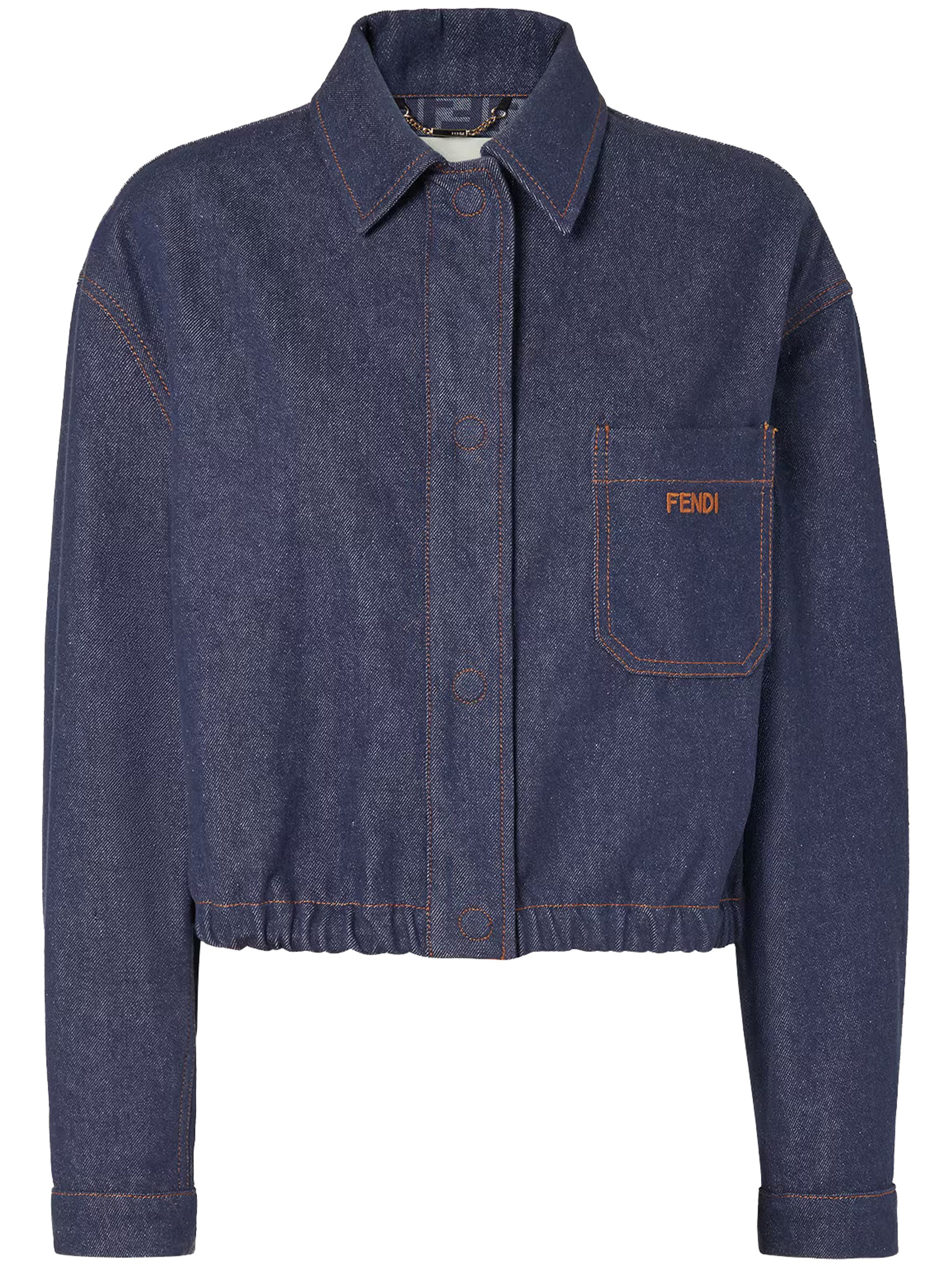 Ff Reverse Den Boxy Cropped Denim Jacket