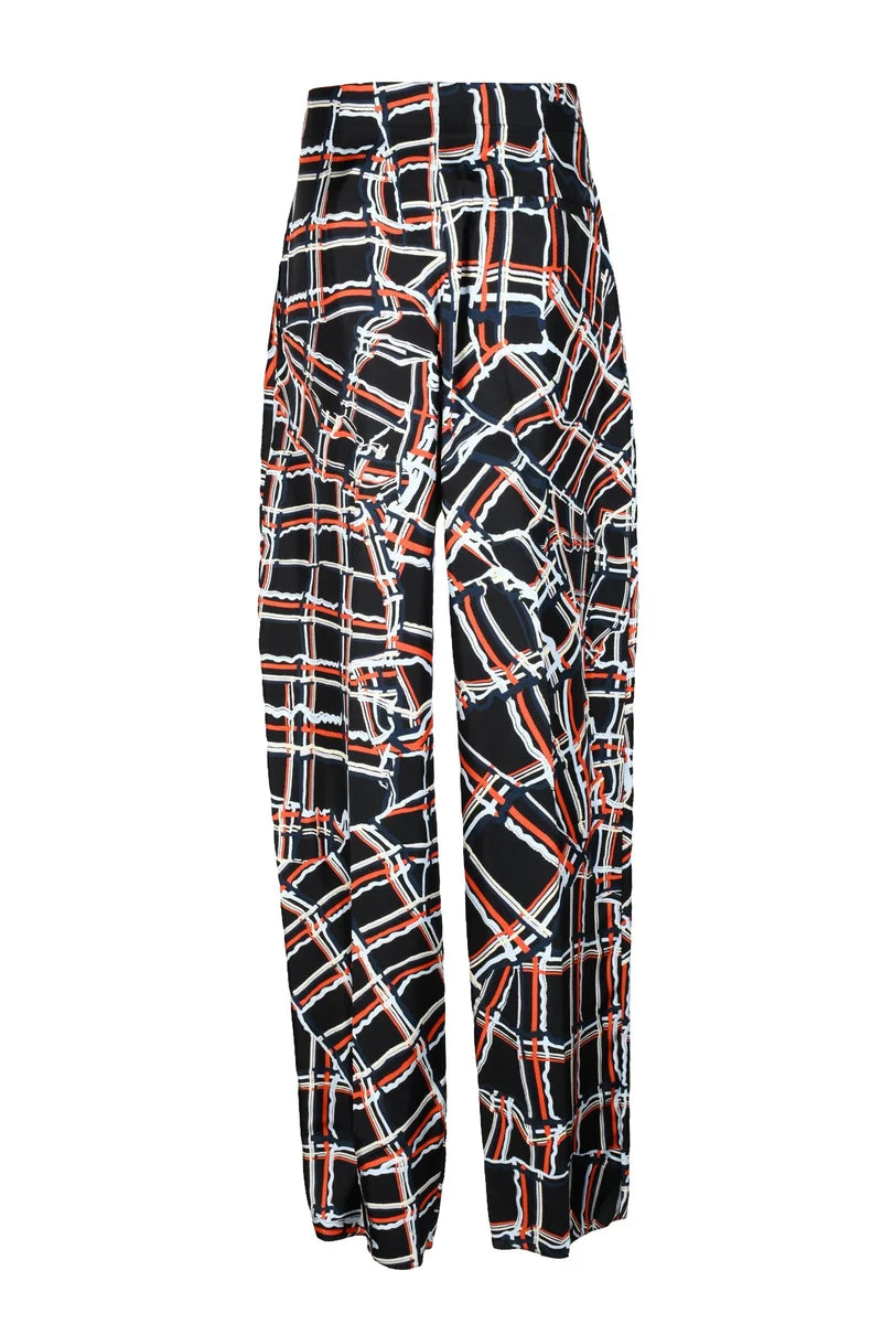 Silk Pants - Black/Orange