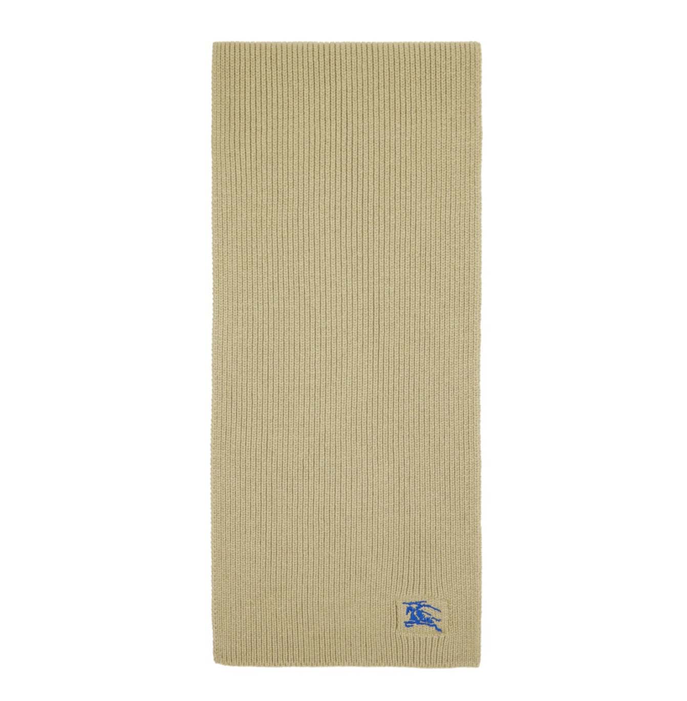 Ribbed Cashmere Scarf with Embroidered Logo
