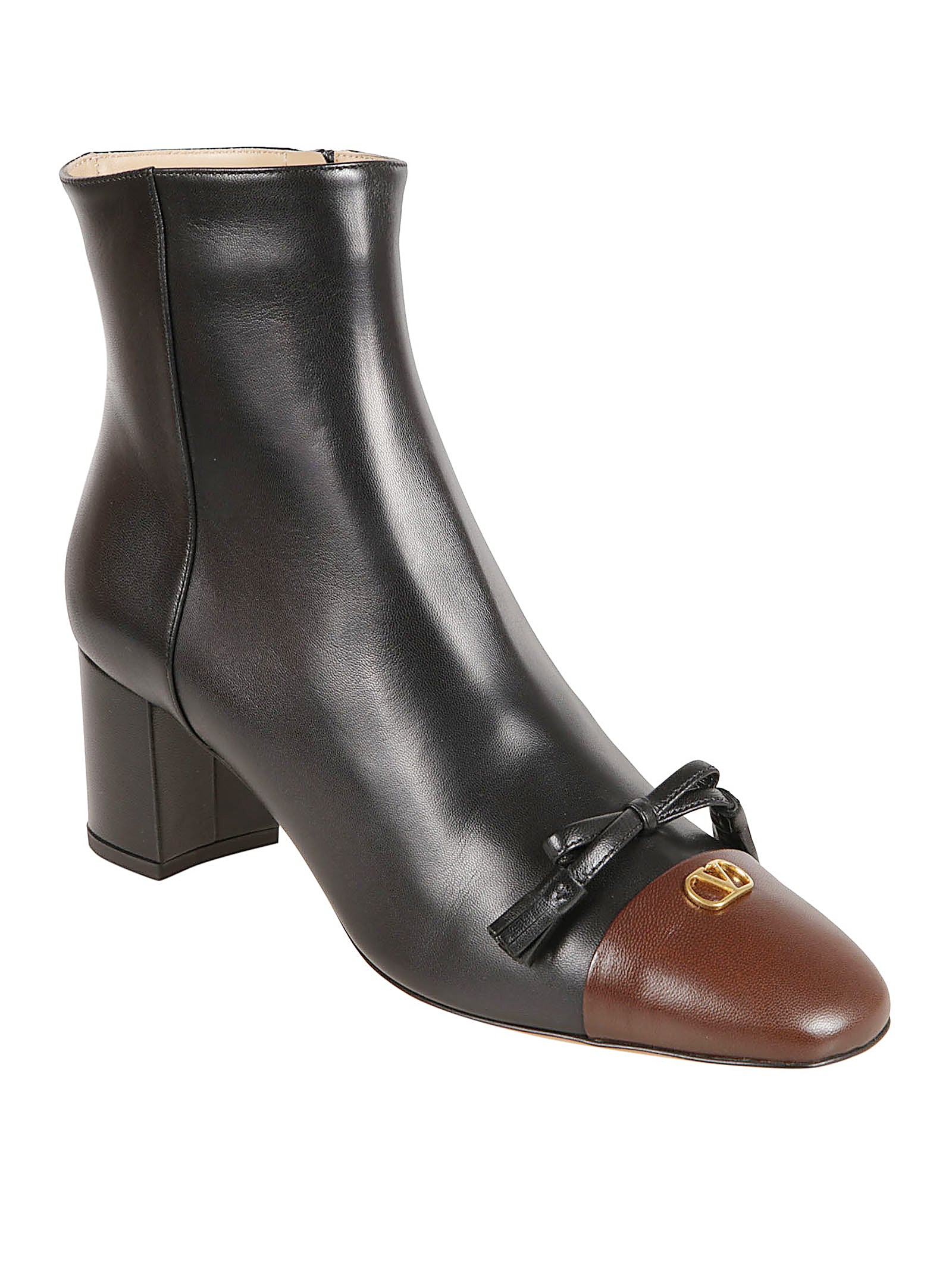 Two-Tone Kidskin Ankle Boots With Vlogo Detail