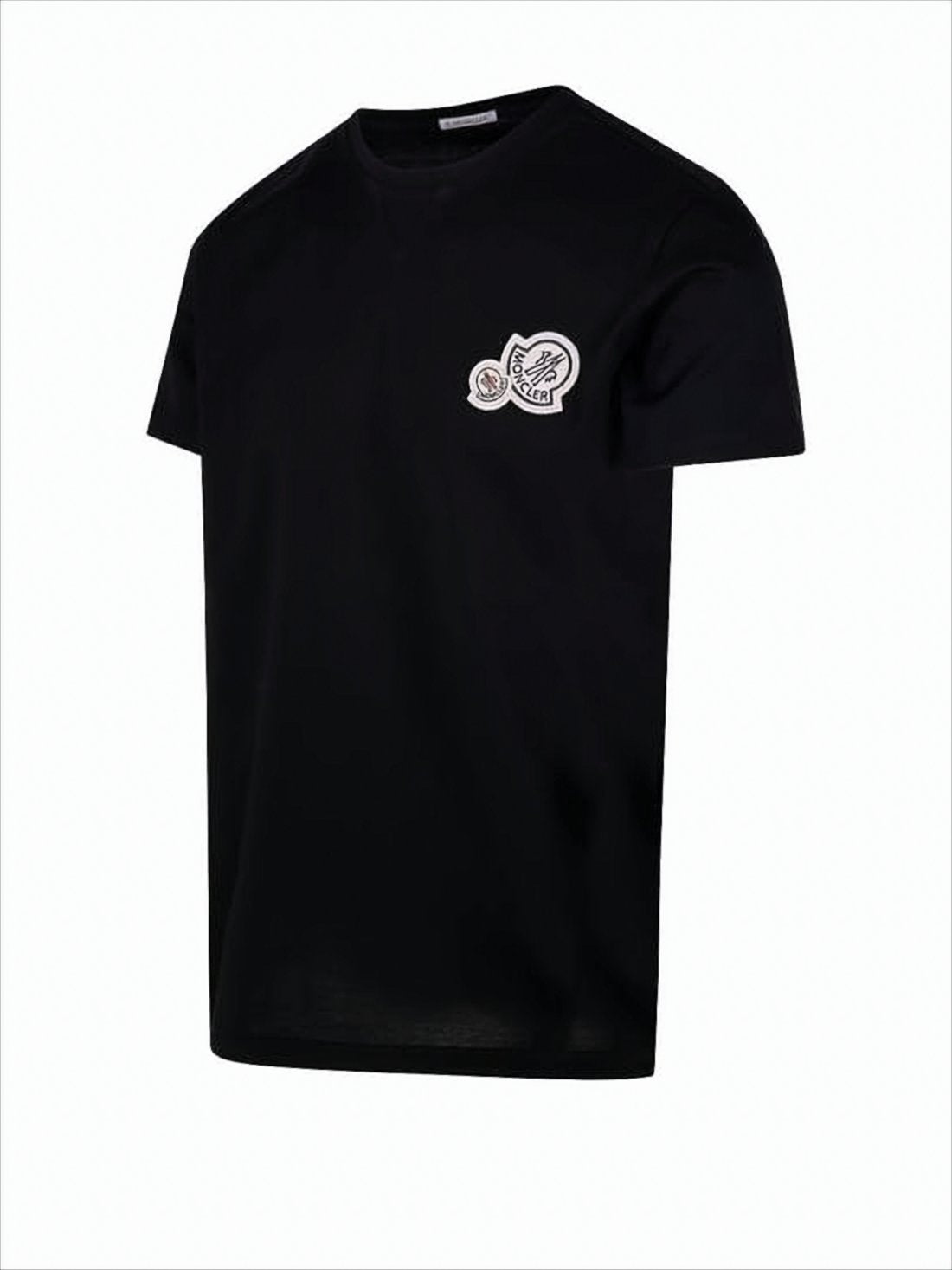 Klasyczny Czarny T-Shirt z Krótkim Rękawem i Wyszywanym Logo