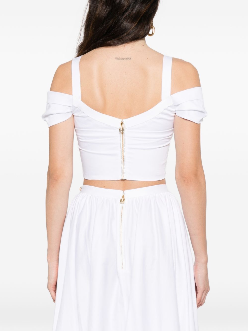 Cropped White Off-the-Shoulder Top