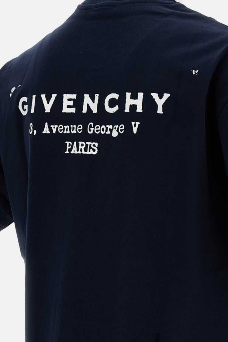 Crewneck Cotton T-Shirt With Striking Back Print