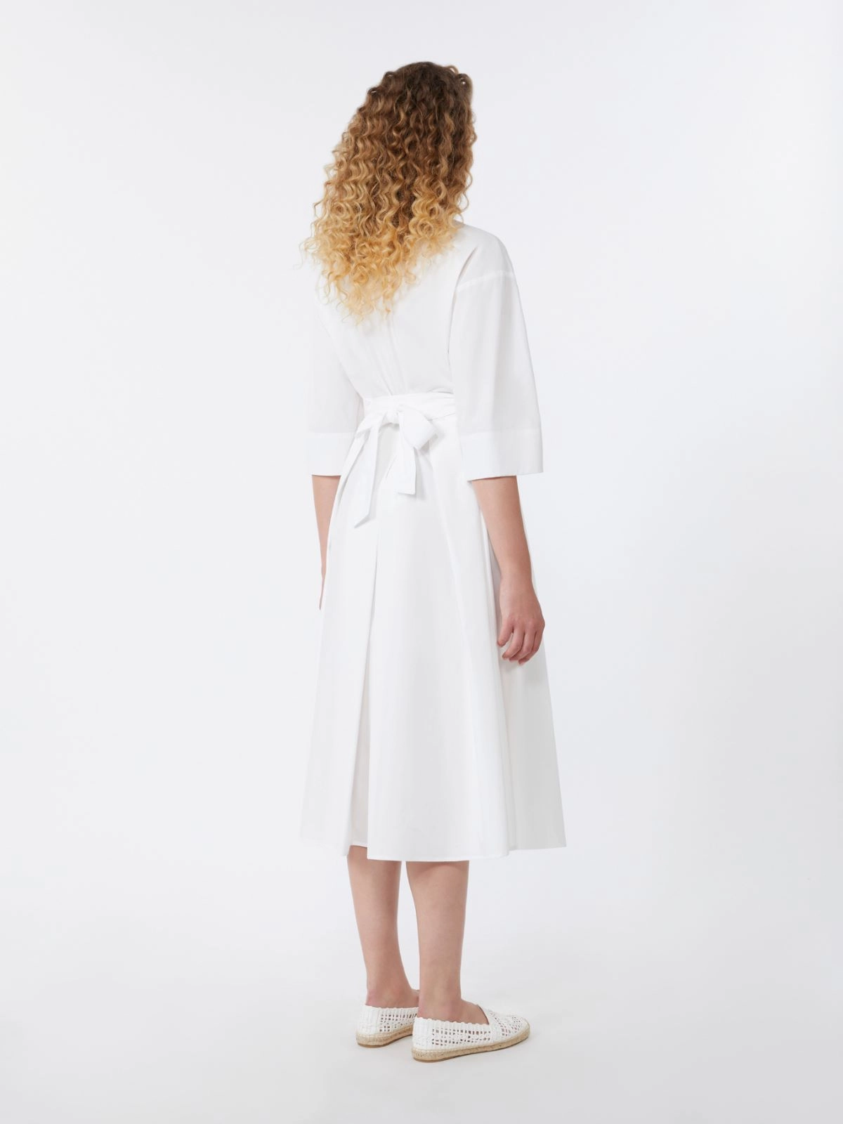 Midi Dress with Classic Shirt Collar