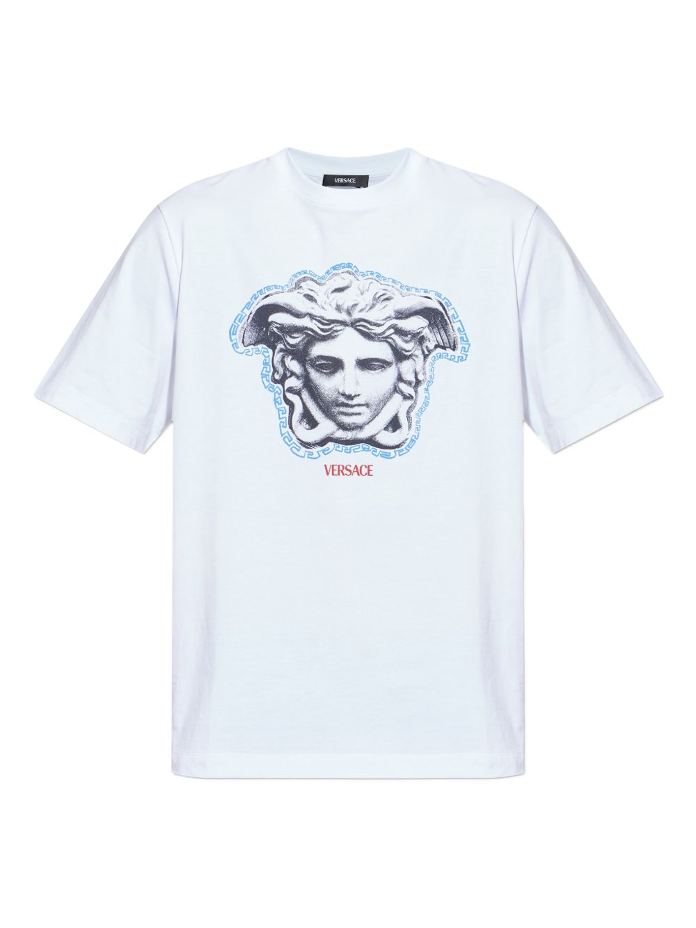 Short-Sleeve White T-Shirt With Medusa Graphic