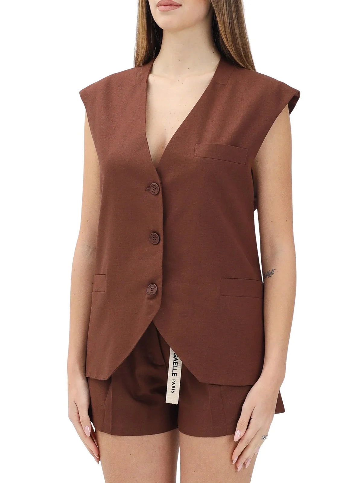 Brown Linen Viscose Vest