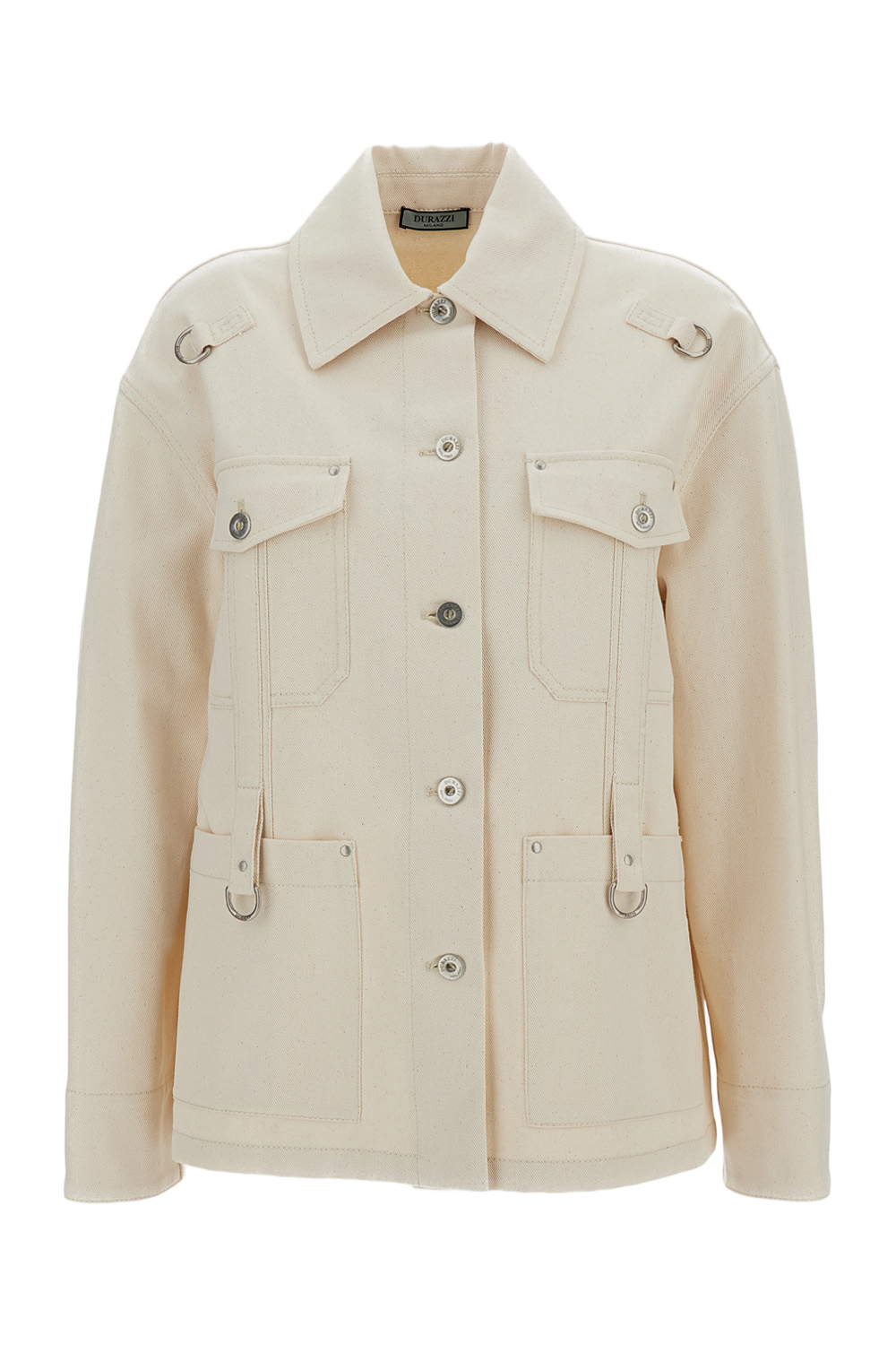 Beige Denim Utility Overshirt