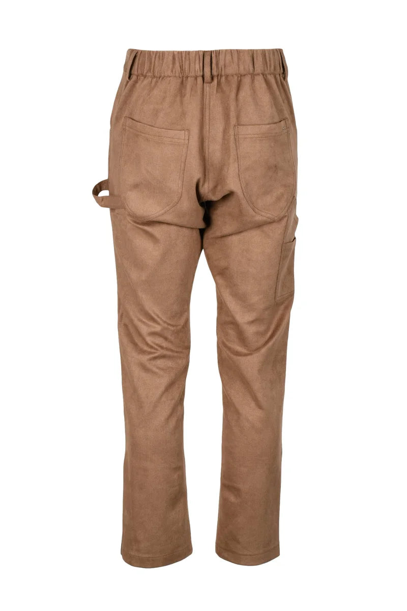 Men's Faux Suede Cargo Trousers - Brown