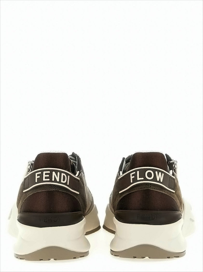 Calf Leather And Suede Sneakers With Side Zipper Detail
