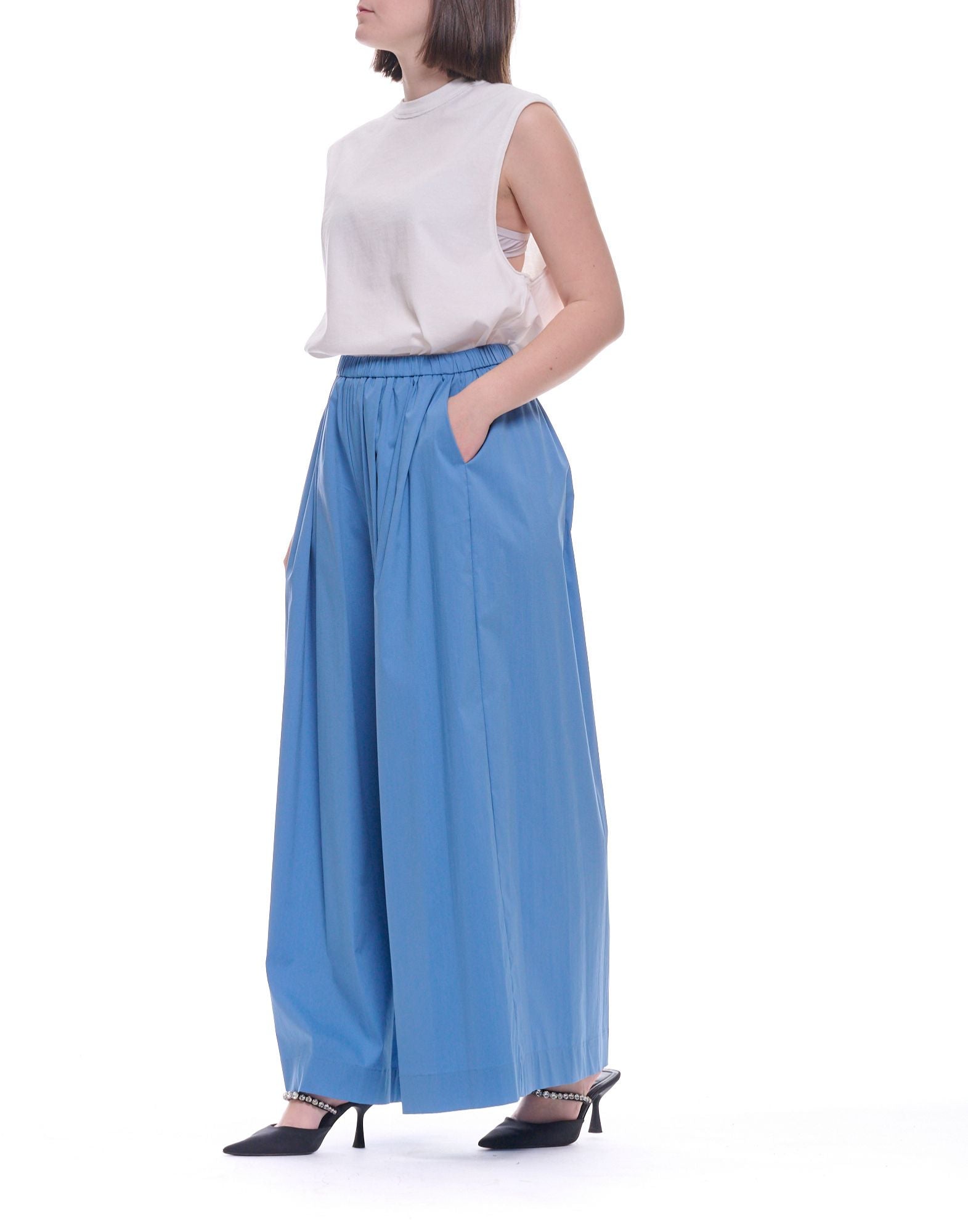 Wide Leg Cotton Blue Women’s Pants