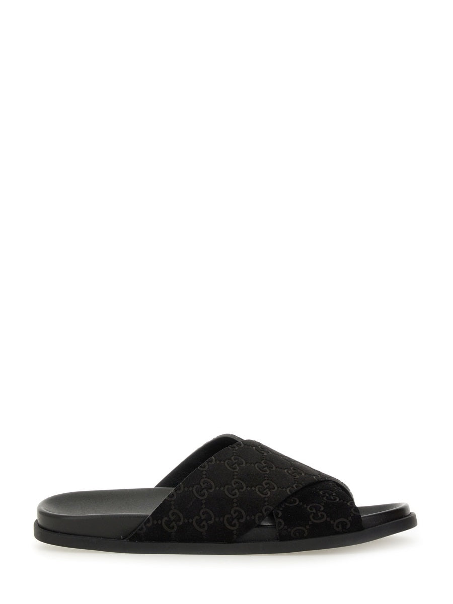 Sandal Slider with Textured GG Pattern