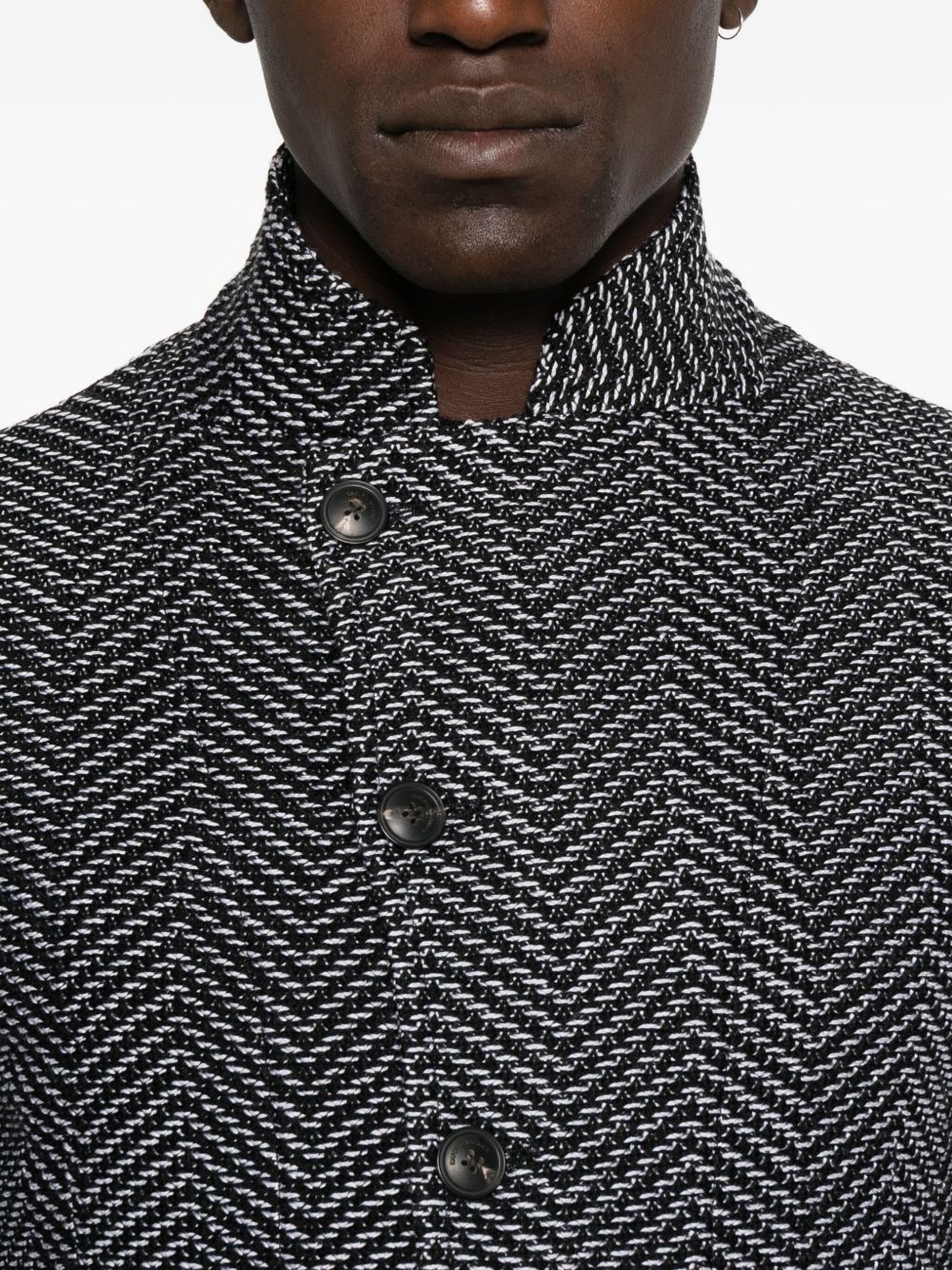 Chevron Pattern Casual Jacket With High Collar