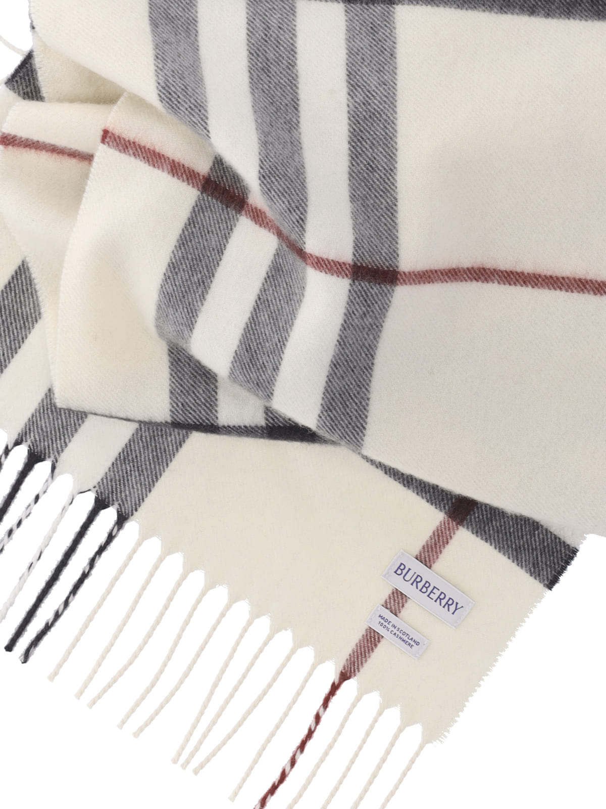 Rectangular Cashmere Check Scarf With Fringed Edges