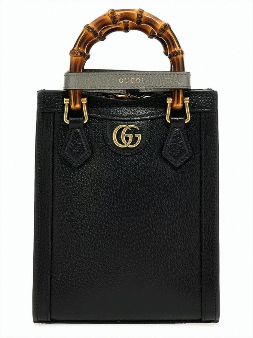 Textured Black Leather Tote Bag