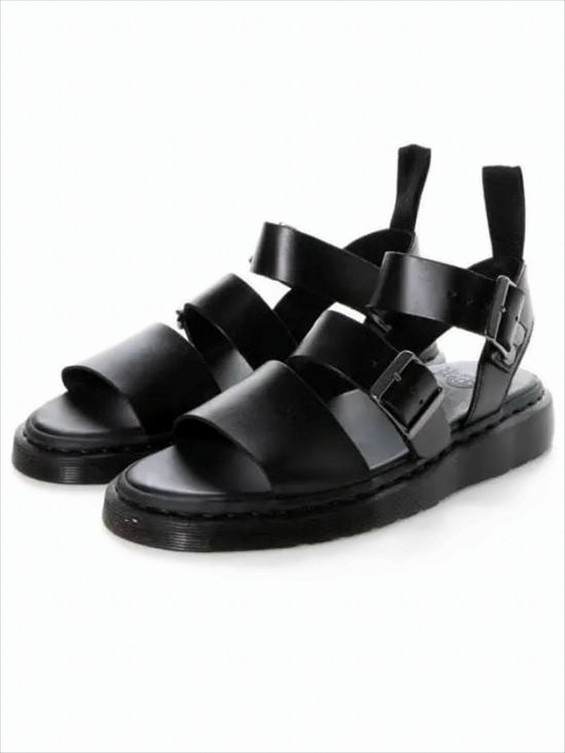 Black Sandals with Adjustable Buckles and Sturdy Sole