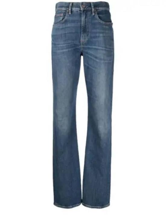 Straight-Leg Denim Pants with Traditional Five-Pocket Design