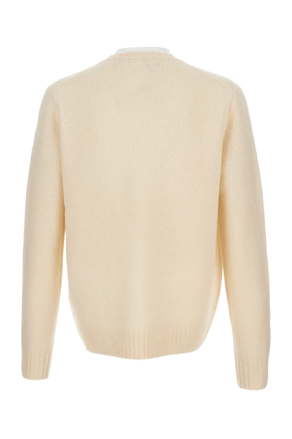Cream White Wool Blend Knit Pullover