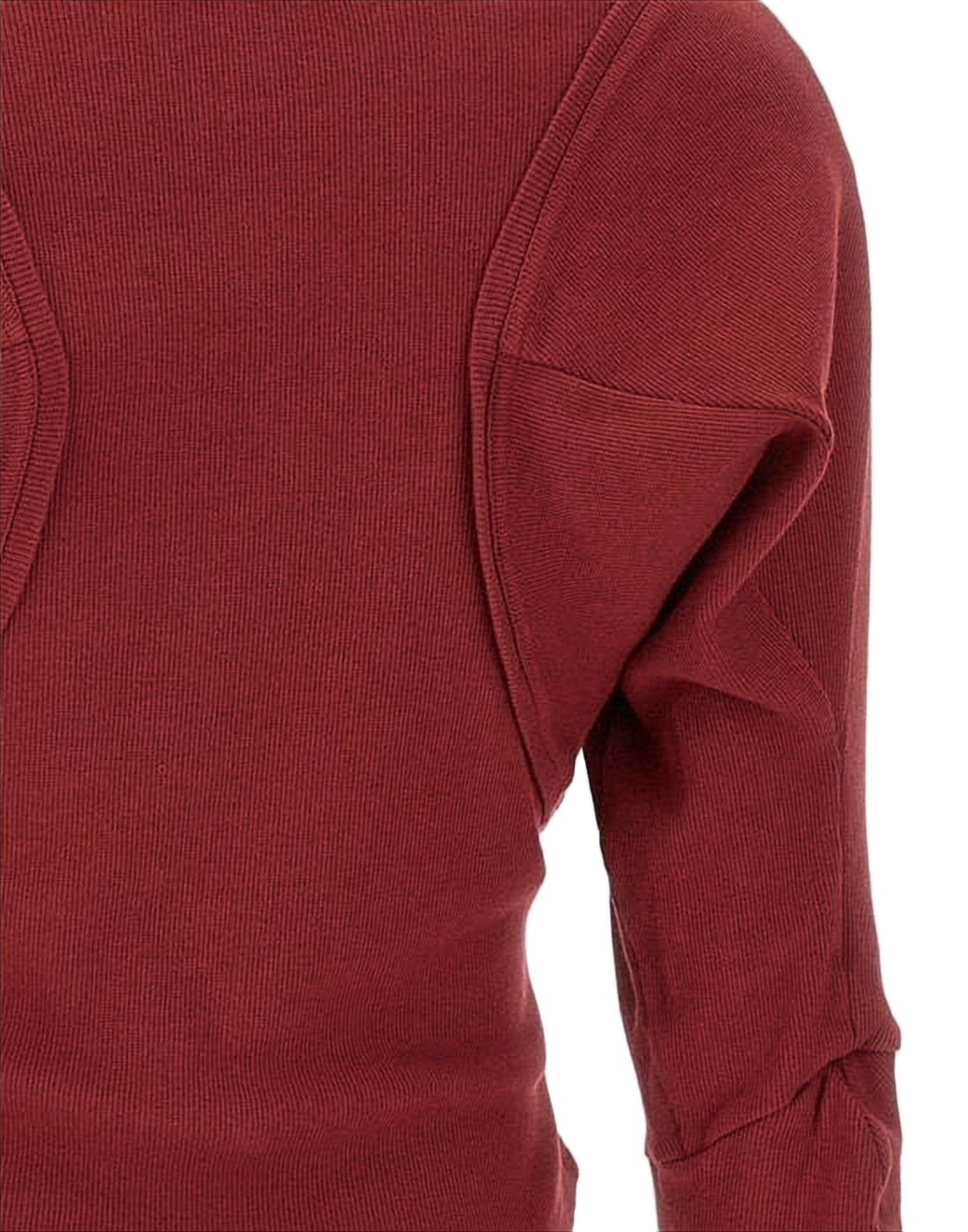 Fitted Ribbed Long-Sleeve Top with Structured Panels