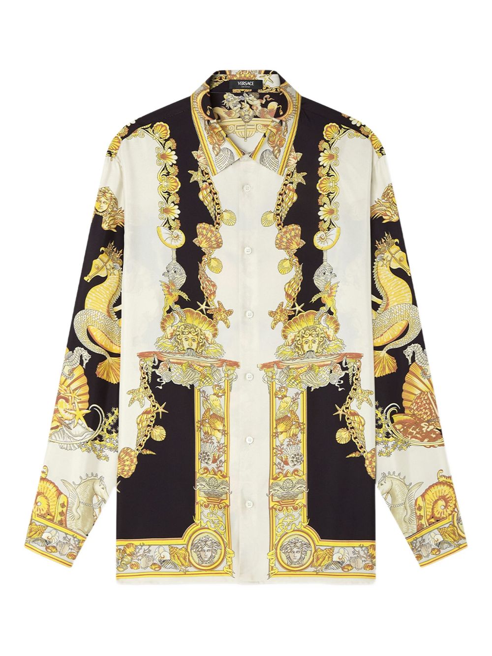 Gold-Tone Coral Theatre Print Long-Sleeve Shirt