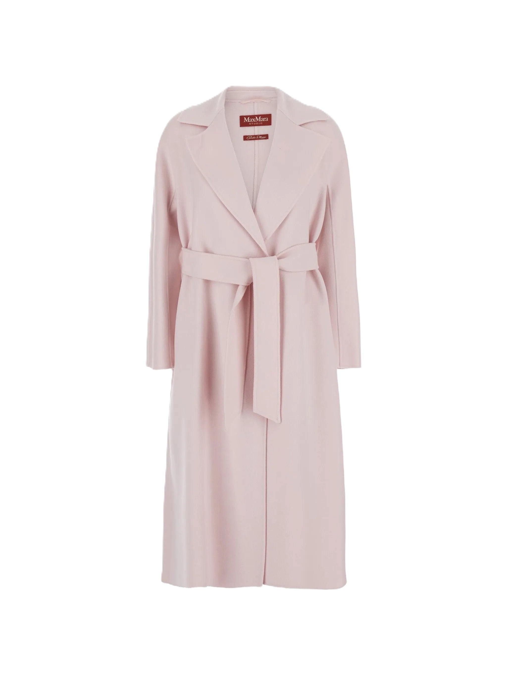 Knee-Length Coat with Wide Lapel Collar