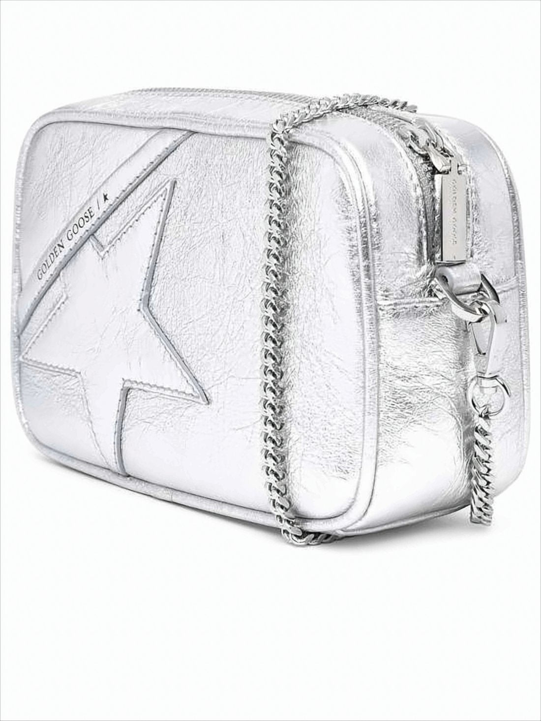 Textured Metallic Leather Shoulder Bag