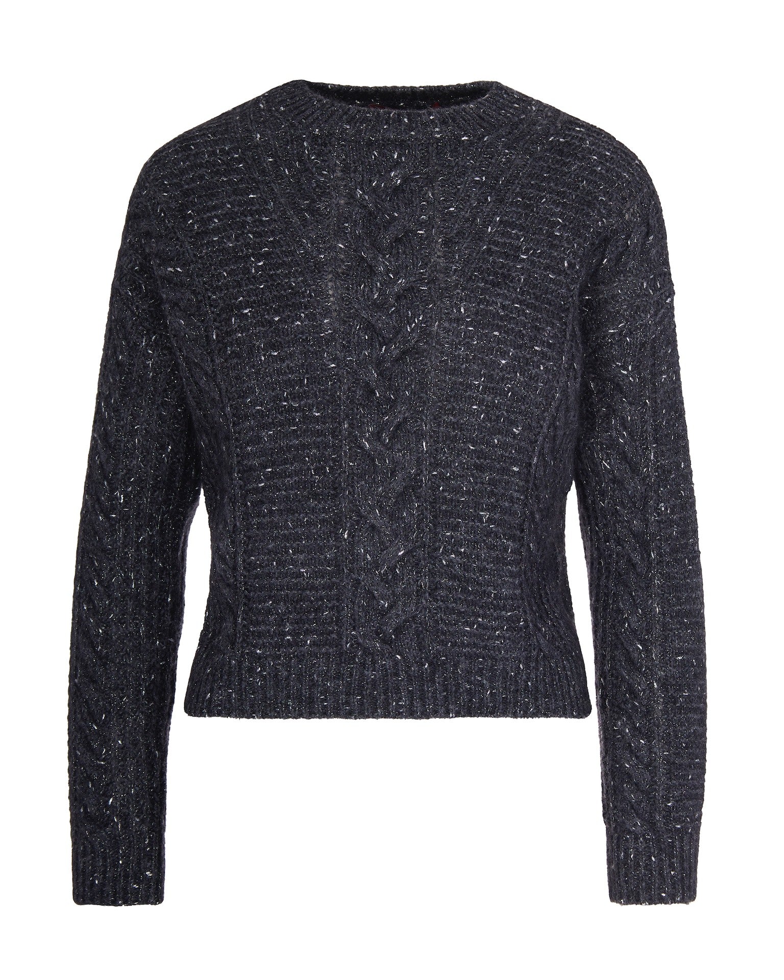Cropped Boxy Sweater With Textured Cable Knit