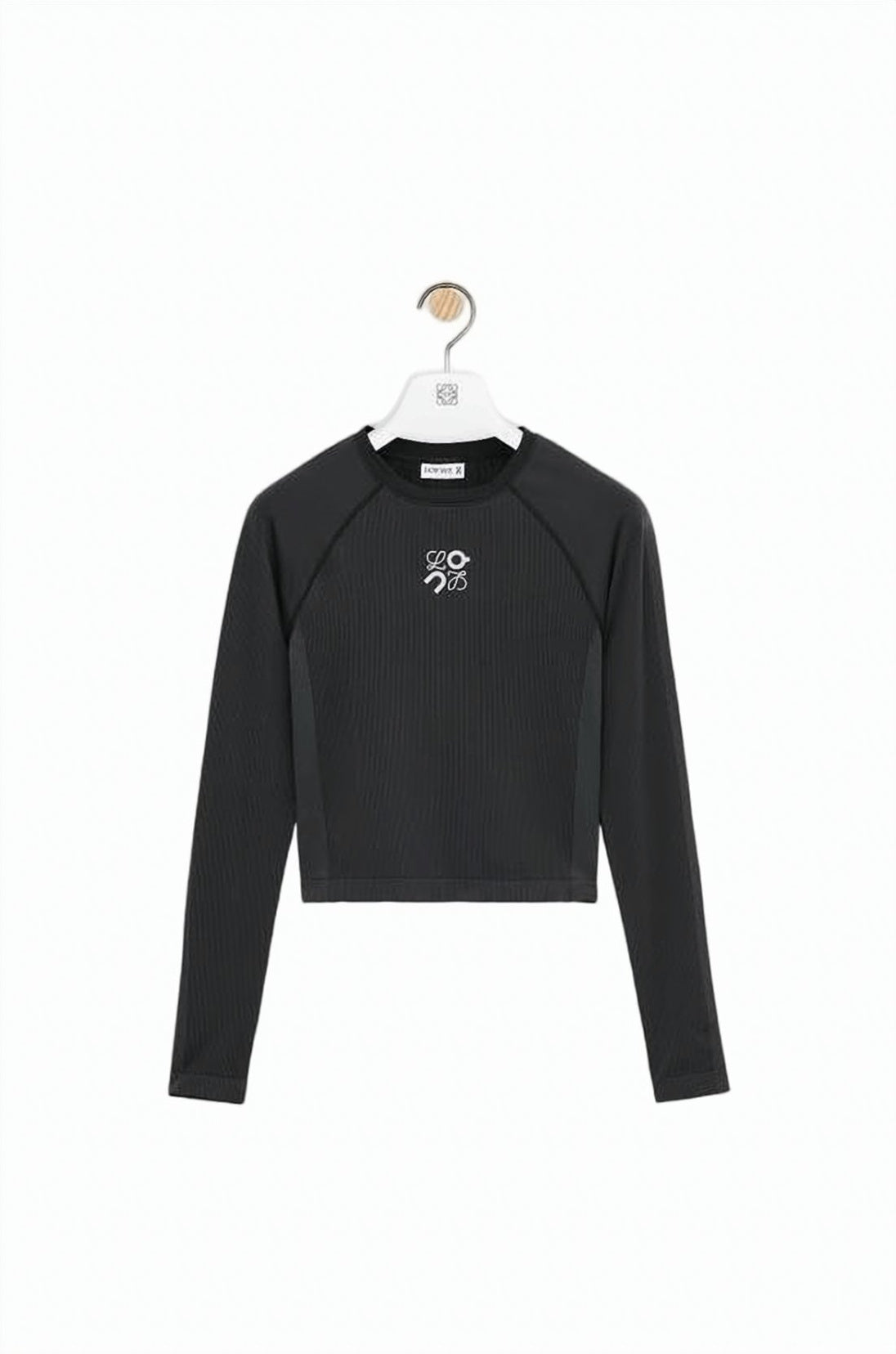 Fitted Long-Sleeve Top with Ribbed Texture