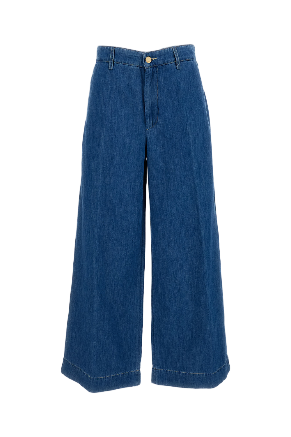 Blue Denim Astice Cotton-Linen Wide-Leg Jeans