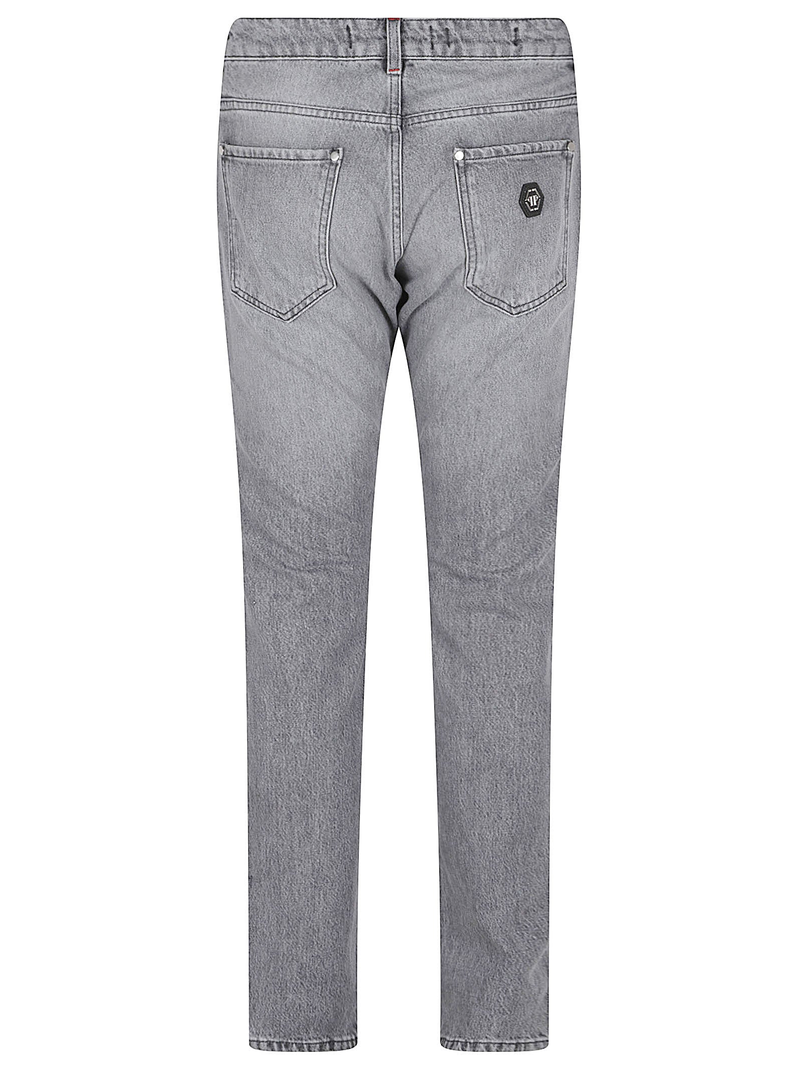 Straight-Leg Grey Denim Jeans
