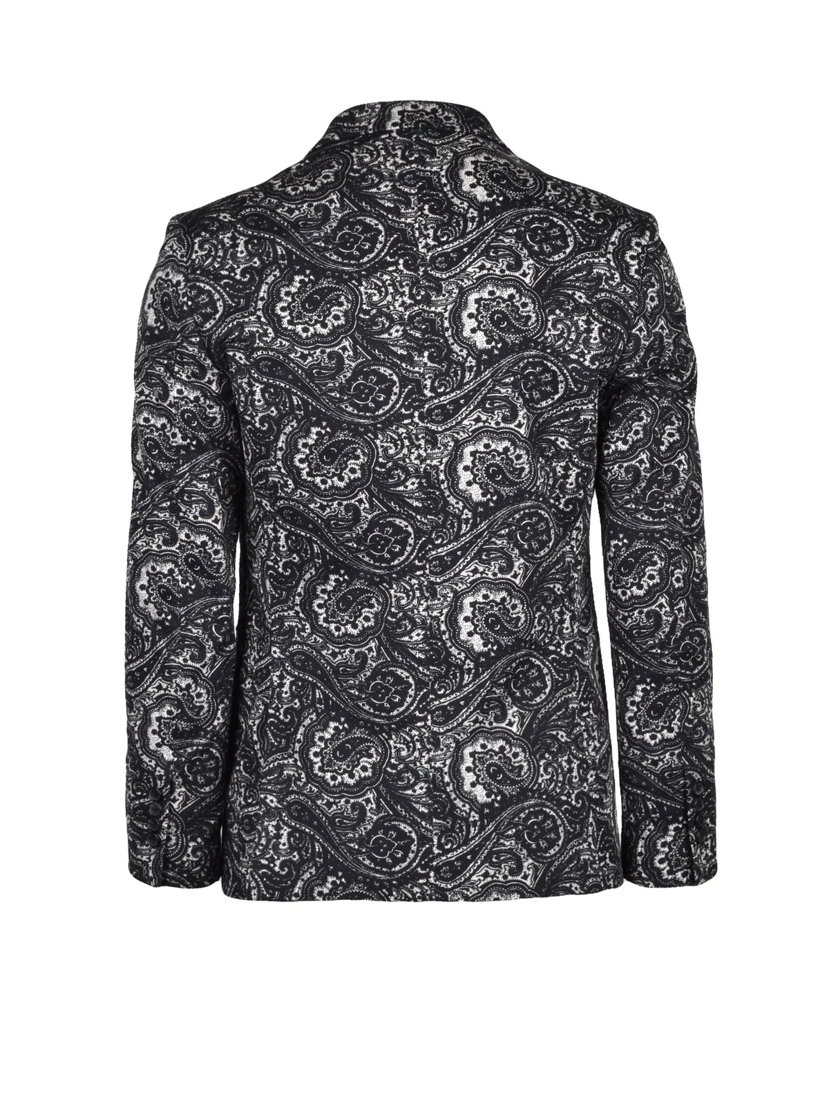 Black White Cotton Elastane Rounded Jacket
