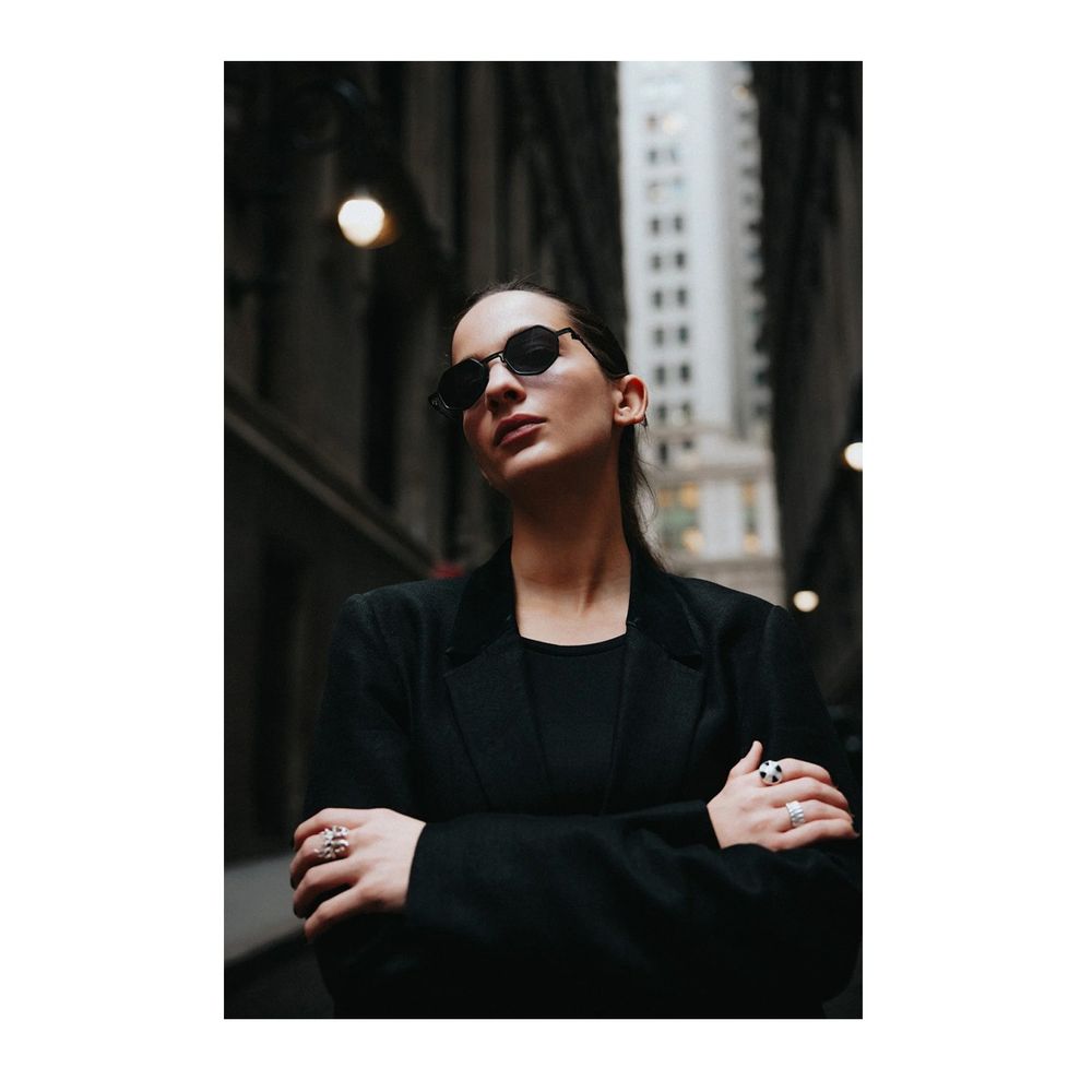 Guri Geometric Heptagonal Sunglasses In Antique Gold Titanium