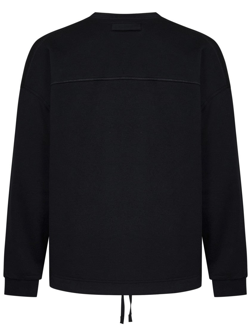 Relaxed Fit Black Sweater With Drawstring Hem