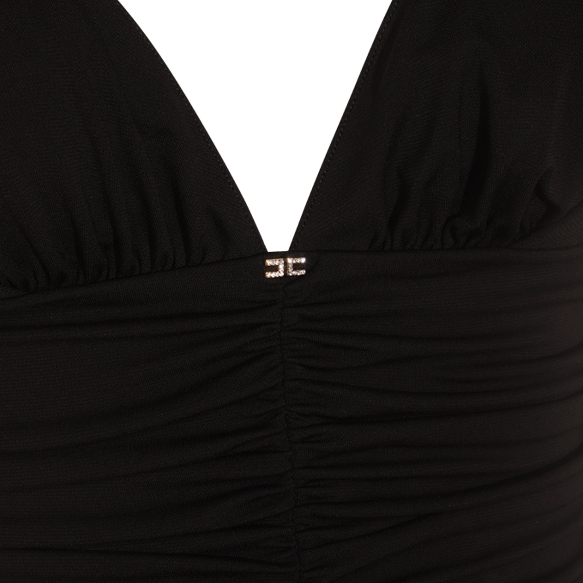 Black Bodysuit With Wide Collar