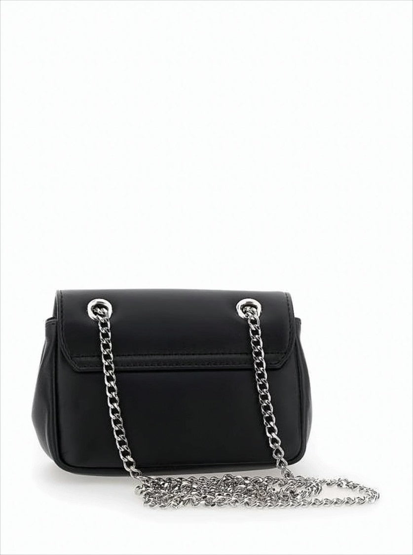 Smooth Lambskin Shoulder Bag with Metallic Emblem