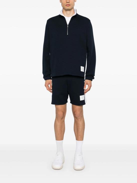Half-Zip Long-Sleeve Cotton Sweatshirt with Contrasting Panels