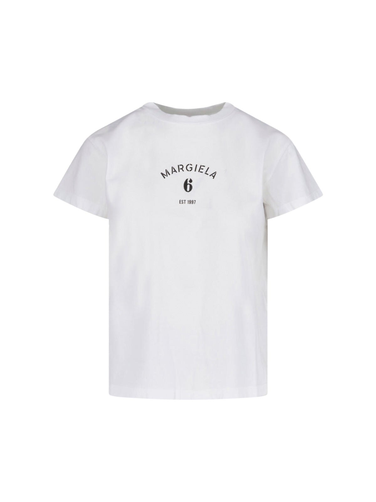 White Minimalist Logo Stitch Cotton T-Shirt