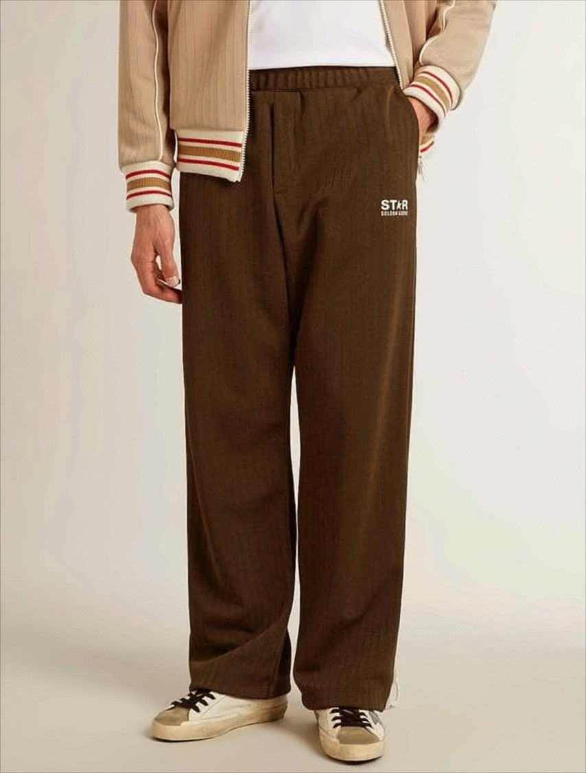 Wide-Leg Relaxed Fit Jogger Pants with Side Stripe Detail