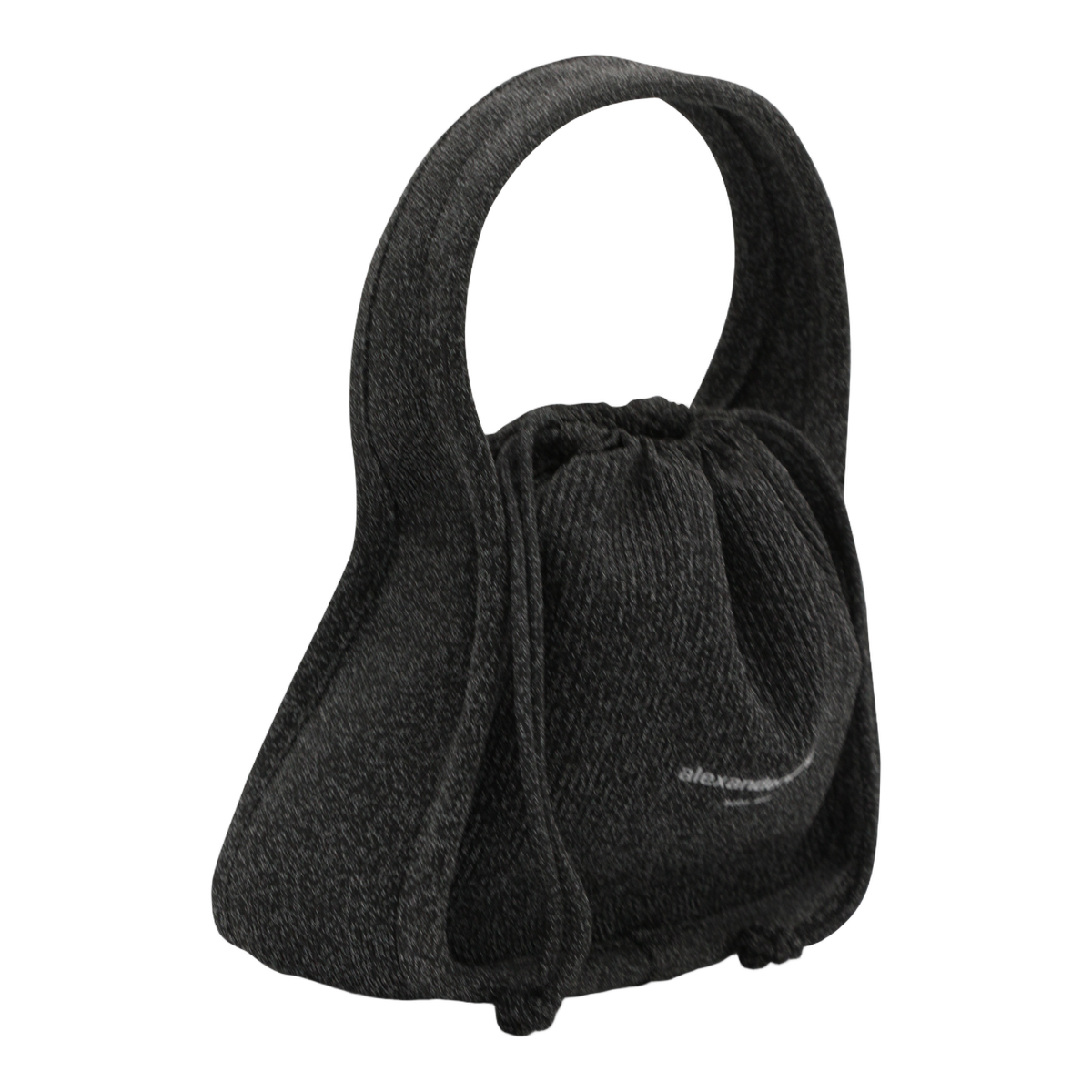 Textured Black Handbag with Rounded Handle