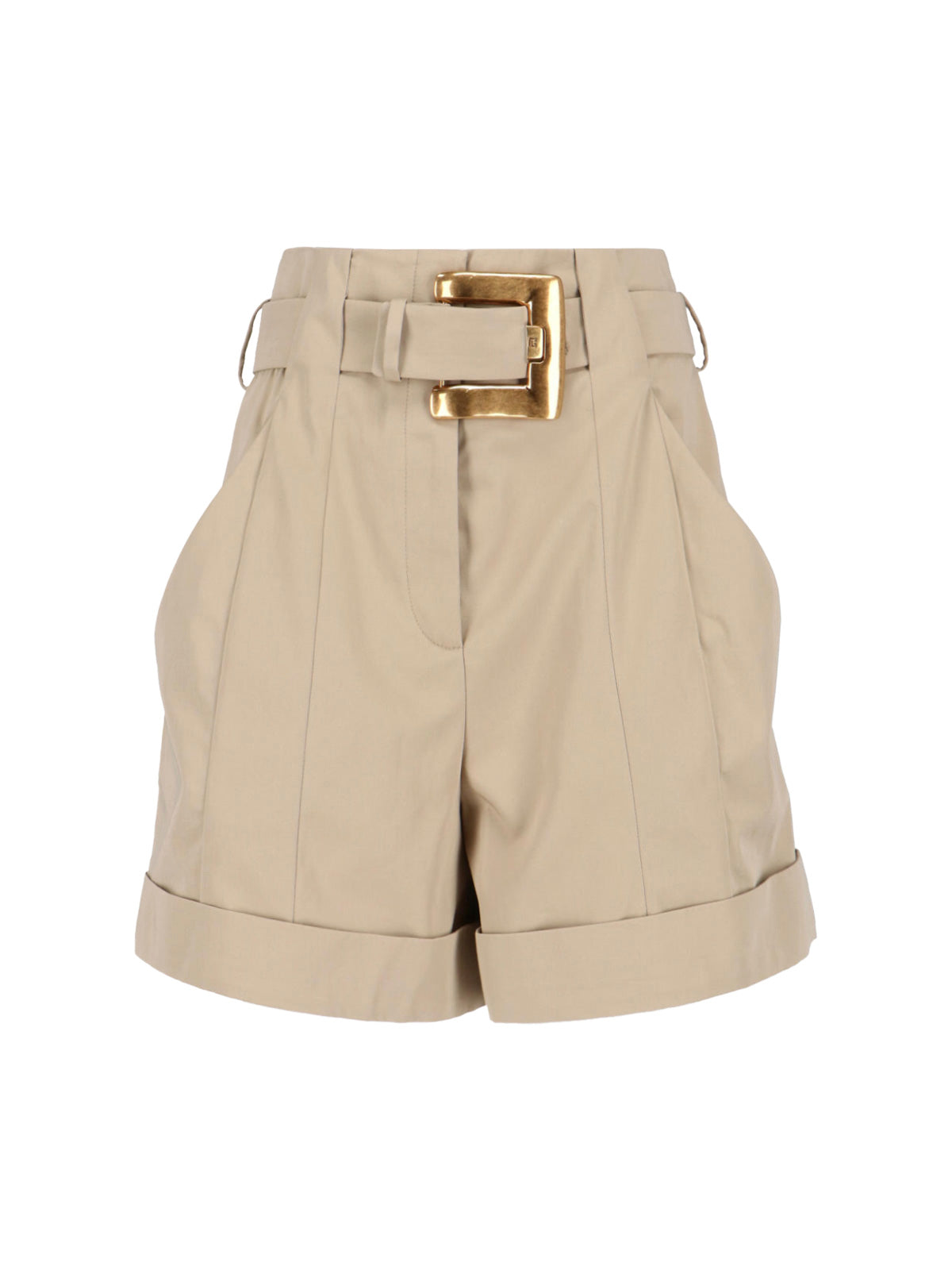 Cotton Gabardine Shorts – Beige