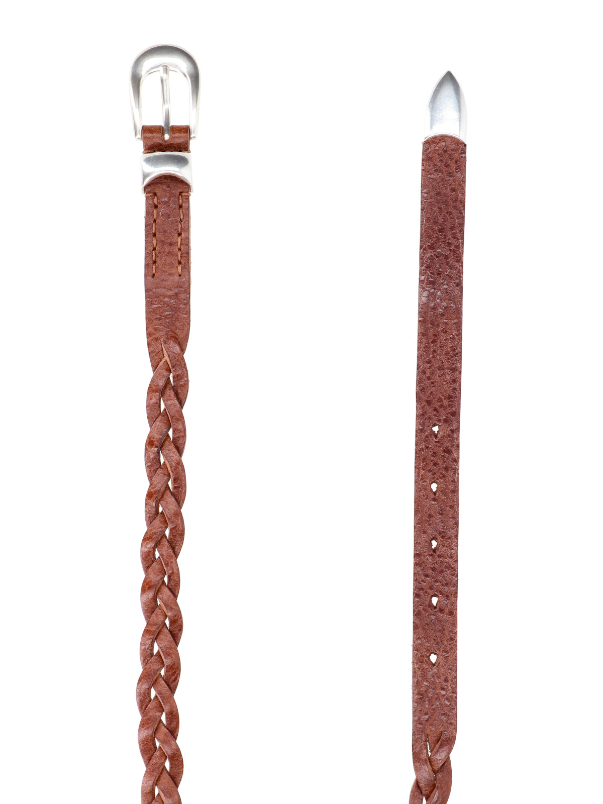 Brown Braided Leather Adjustable Belt