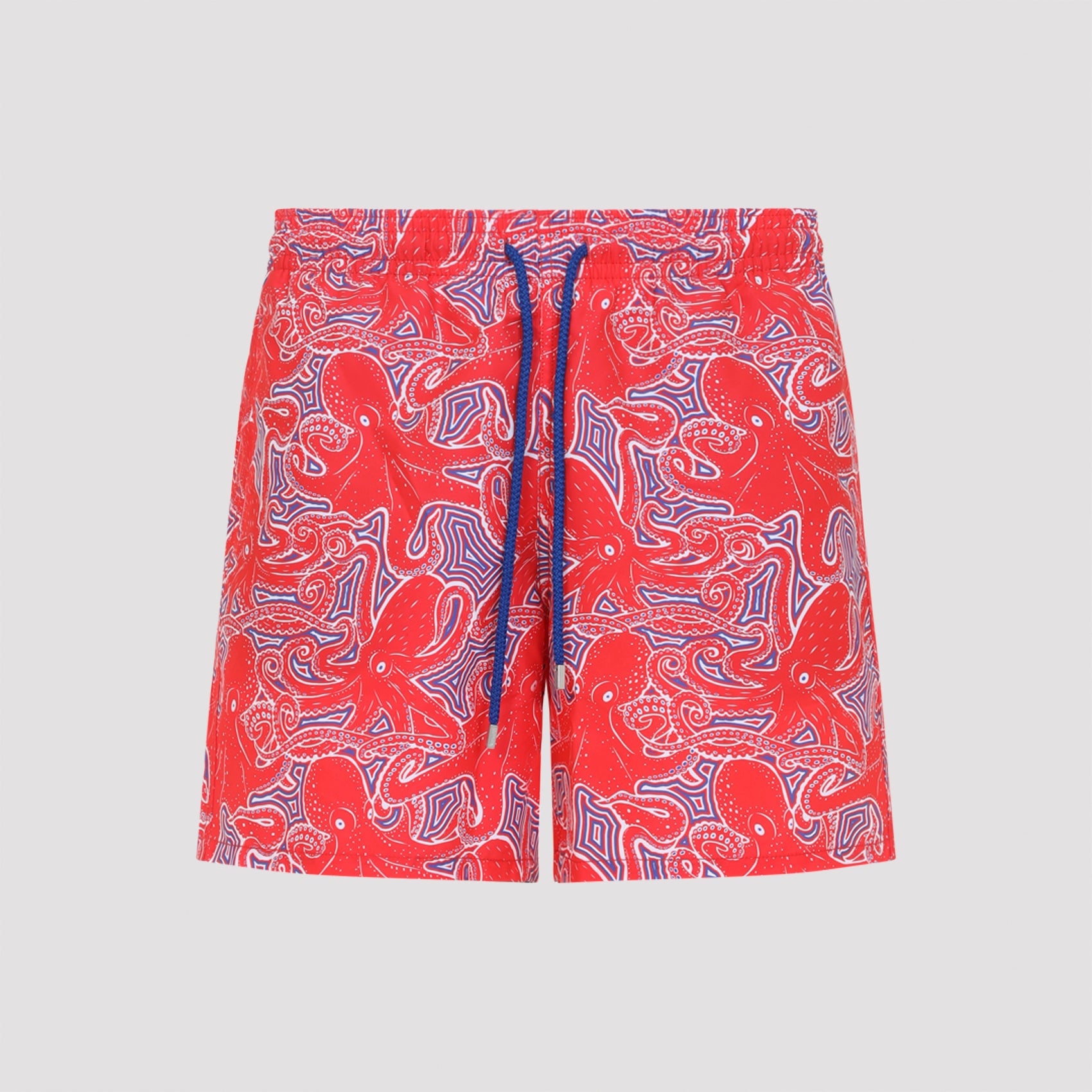 Swim Shorts with Octopus and Wave Pattern