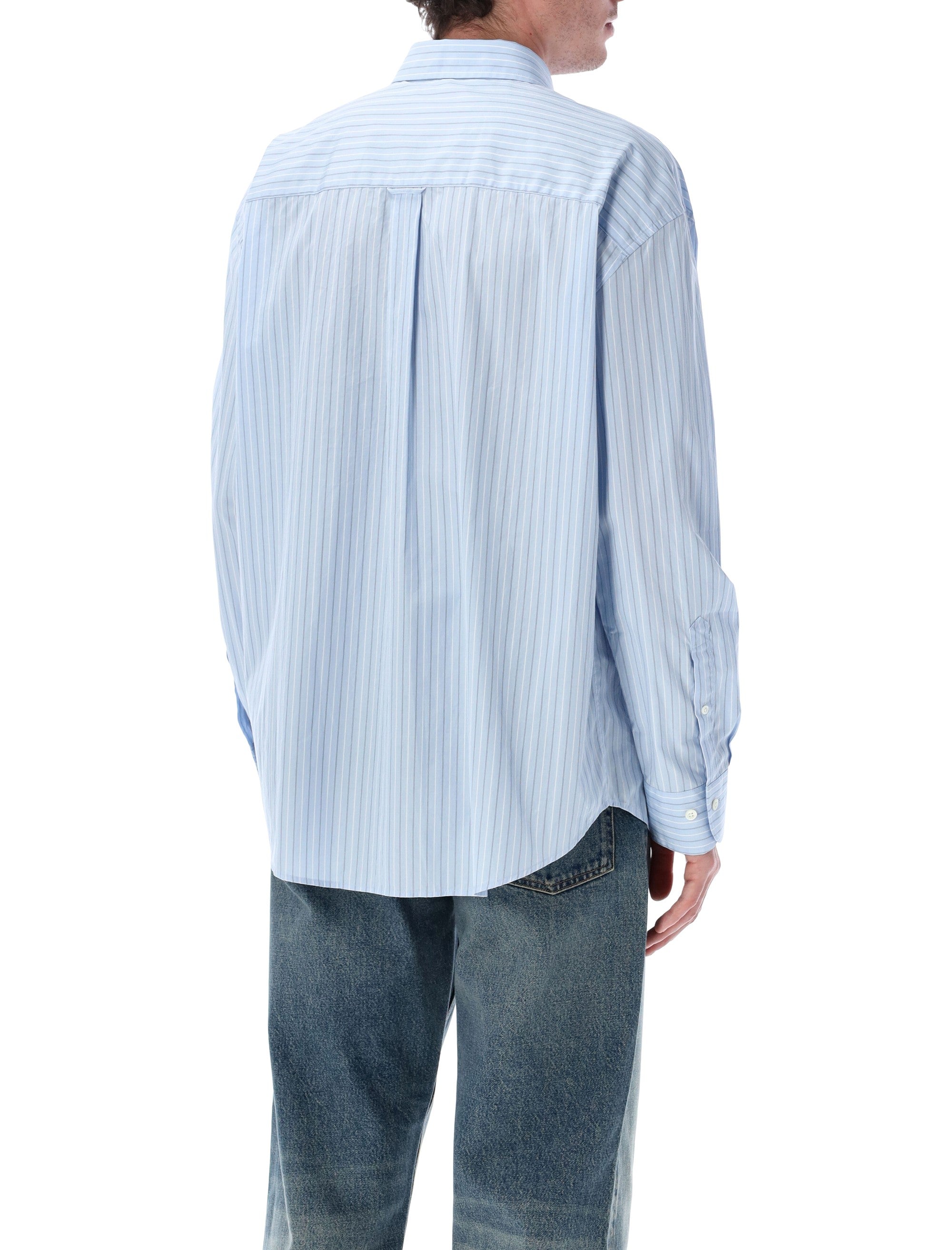 New Base Light Blue Cotton Stripe Shirt