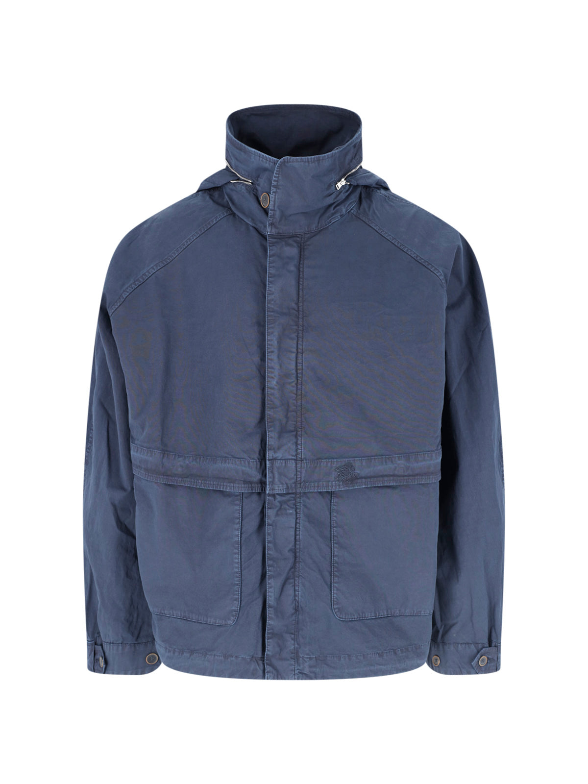 Navy Embroidered Hooded Jacket
