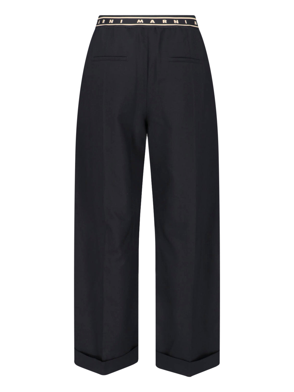 Black Wide-Leg Virgin Wool Trousers