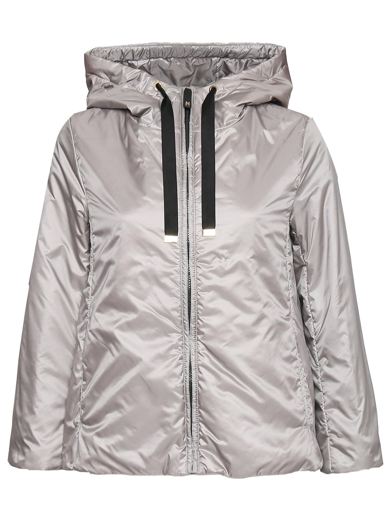 Short Hooded Jacket with Metallic Drawstring Detail
