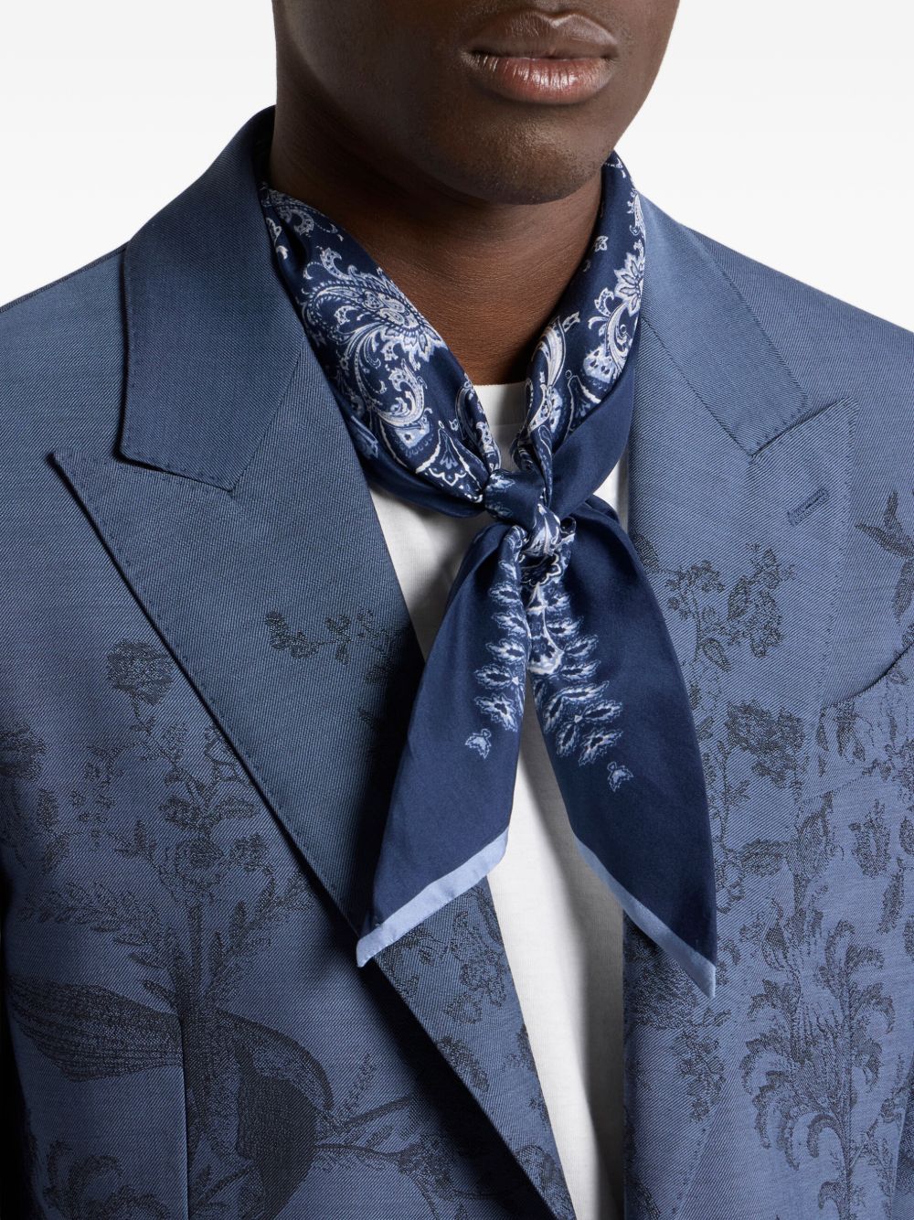 Triangular Silk Scarf With Paisley Prints
