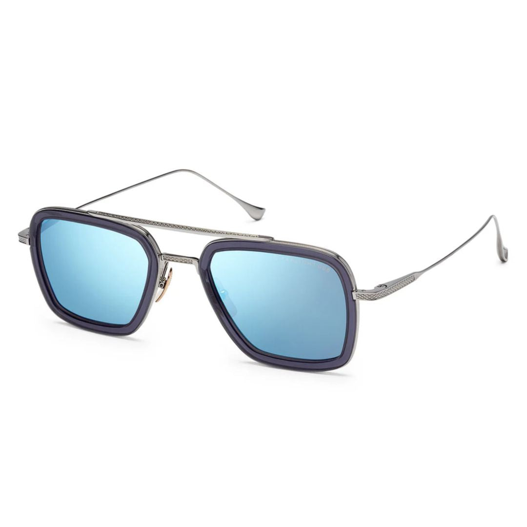 Flight.006 Bold Rectangular Metal Acetate Sunglasses with Textured Detailing