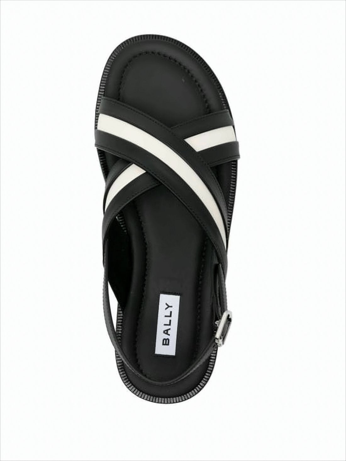 Cross-Strap Black Calf Leather Sandals